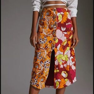 Maeve - Button-Front Cutout Midi Skirt